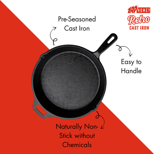TRP Homey Retro Pre-Seasoned Cast Iron Fry Pan