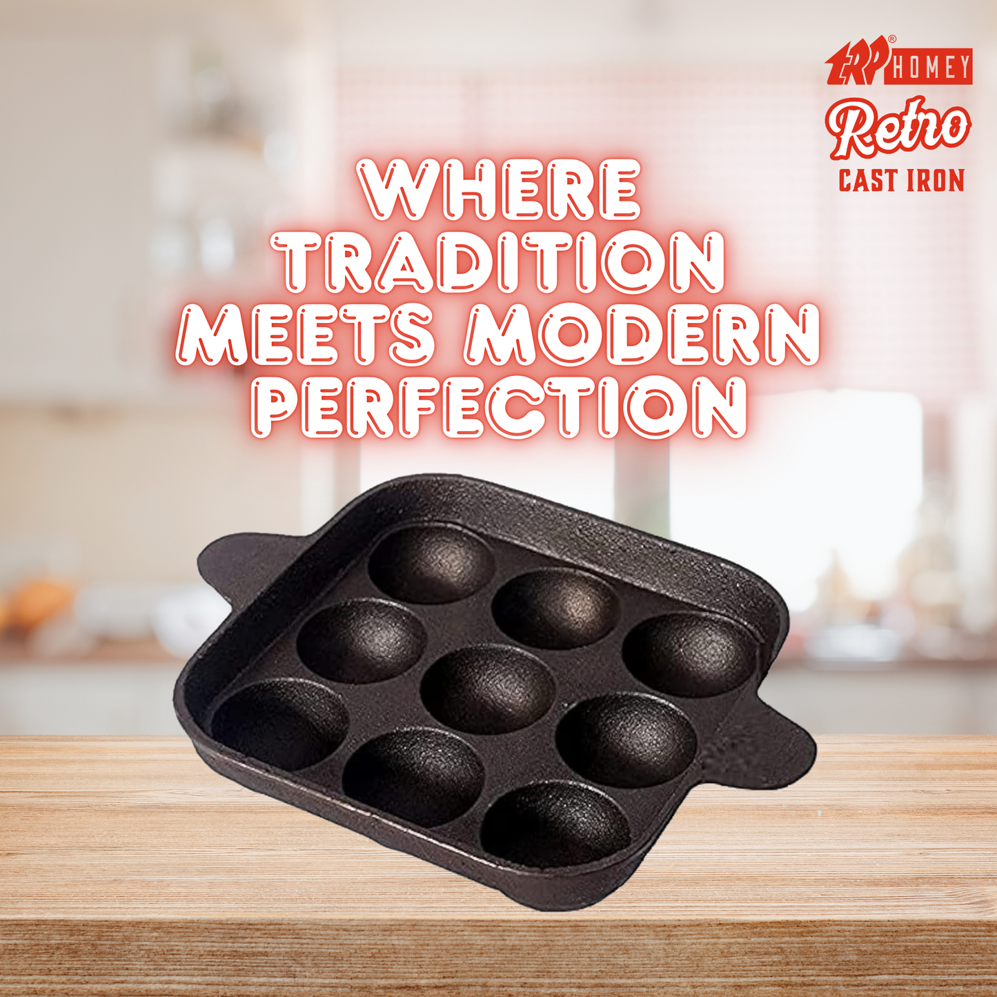 TRP Homey Retro Pre-Seasoned Cast Iron Paniyarakal