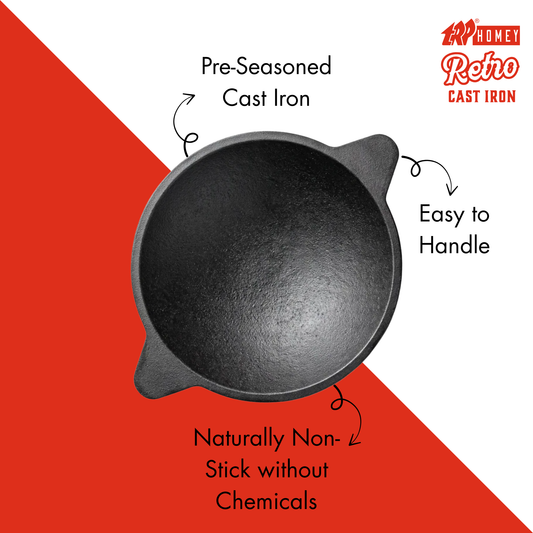 TRP Homey Retro Pre-Seasoned Cast Iron Appam Pan