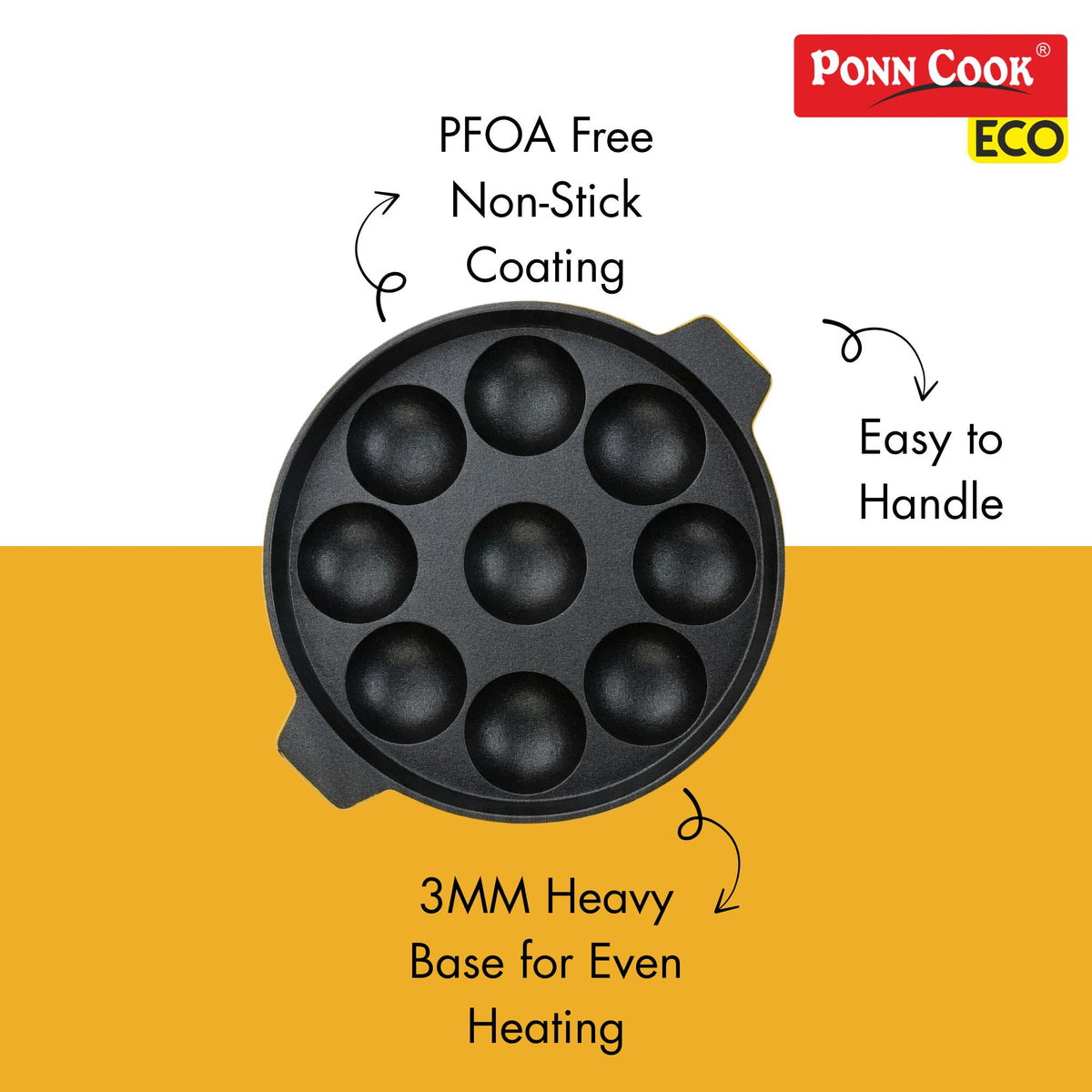 Ponn Cook Eco Aluminium Non-Stick Non-Induction Base Paniyarakal