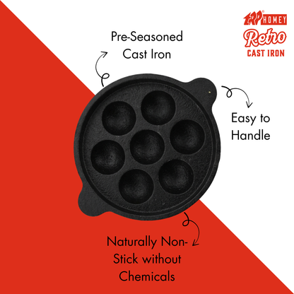 TRP Homey Retro Pre-Seasoned Cast Iron Paniyarakal
