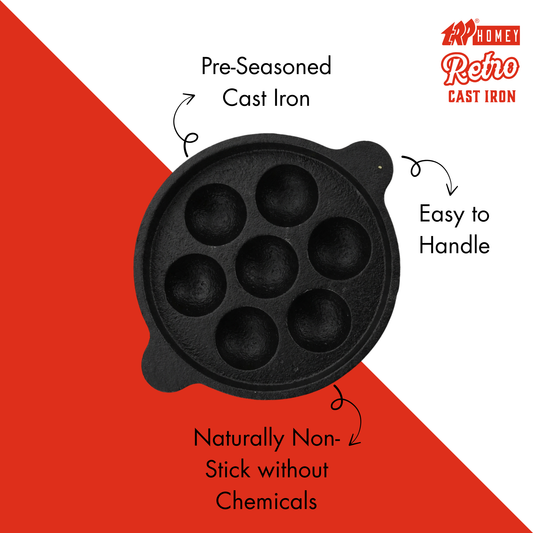 TRP Homey Retro Pre-Seasoned Cast Iron Paniyarakal