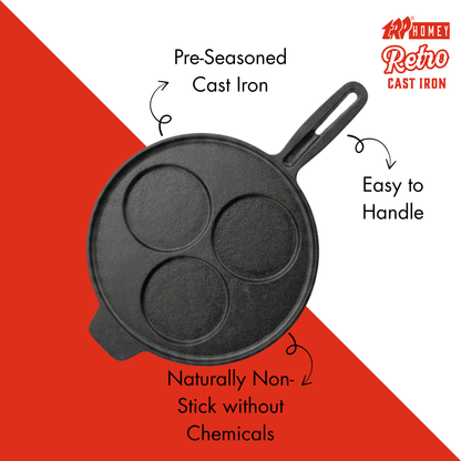 TRP Homey Retro Pre-Seasoned Cast Iron Uttapam Pan