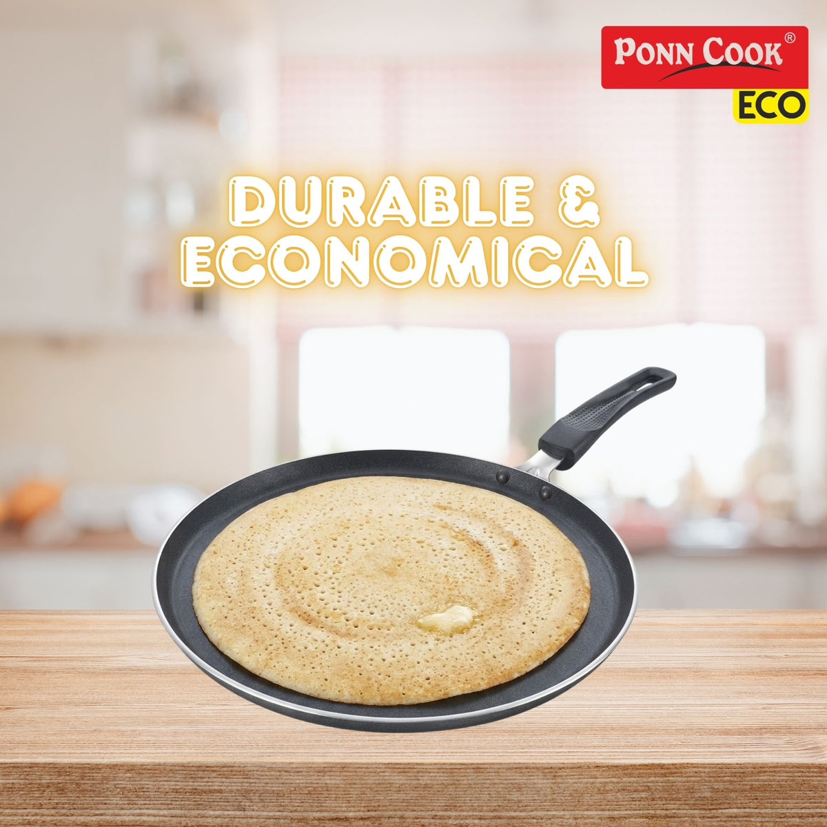 Ponn Cook Eco Aluminium Non-Stick Non-Induction Base Omni Dosa Tawa