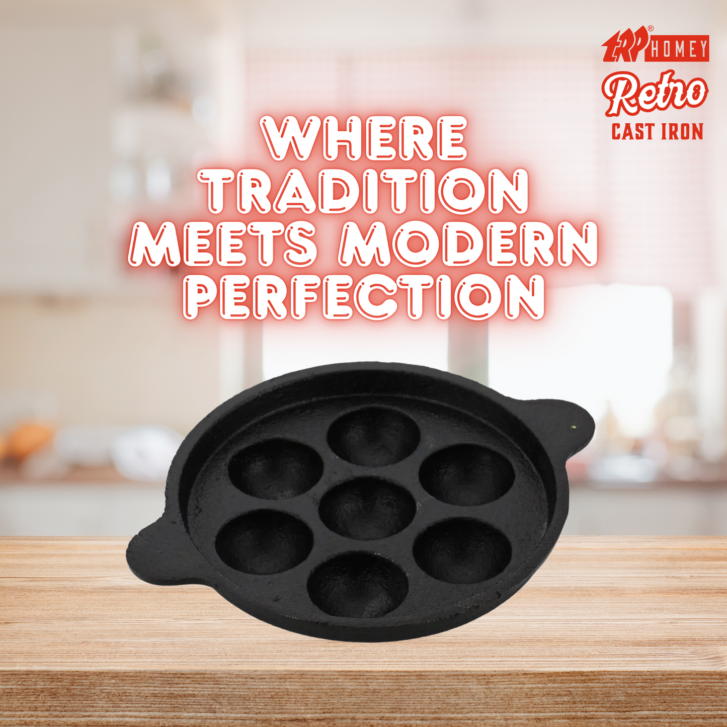 TRP Homey Retro Pre-Seasoned Cast Iron Paniyarakal
