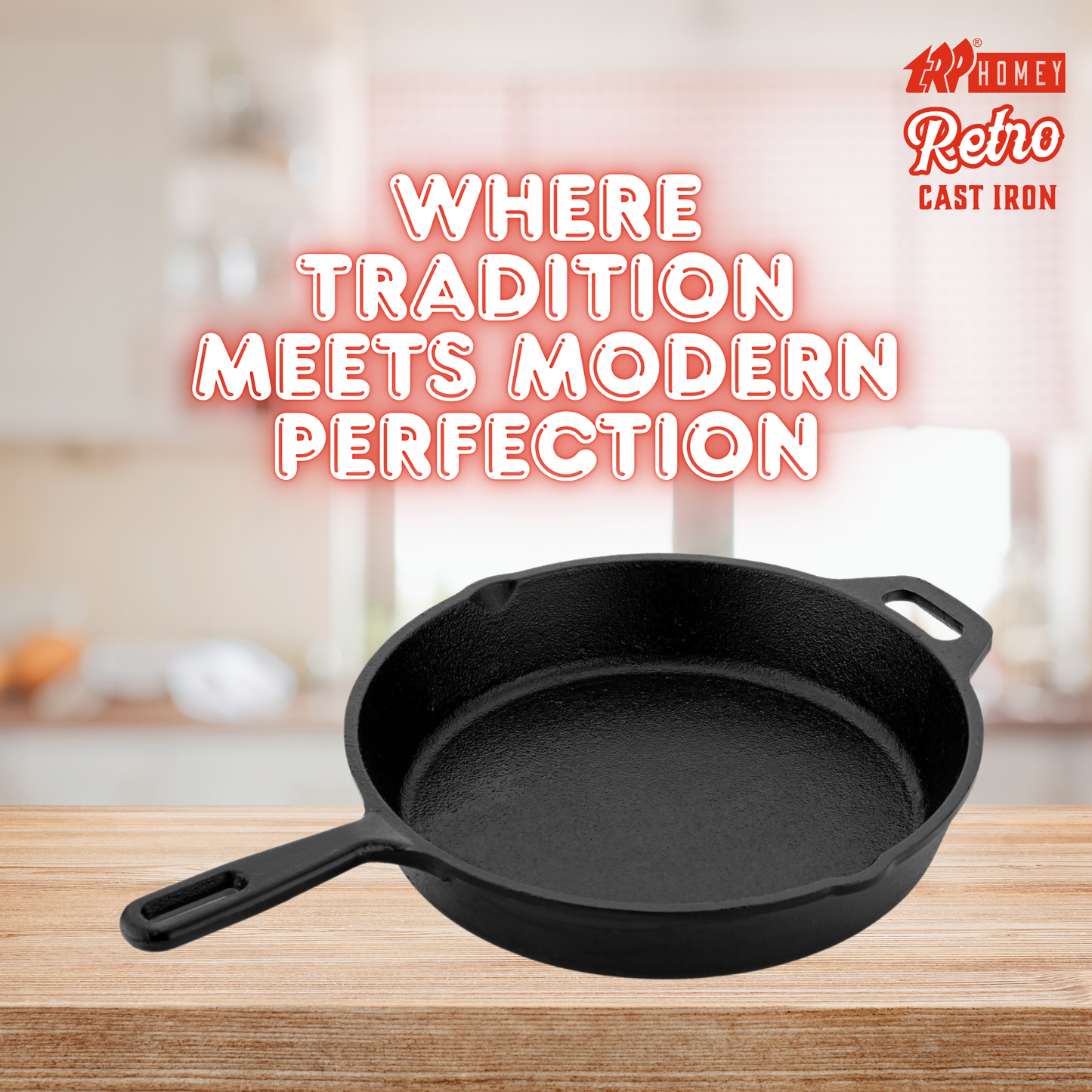 TRP Homey Retro Pre-Seasoned Cast Iron Fry Pan