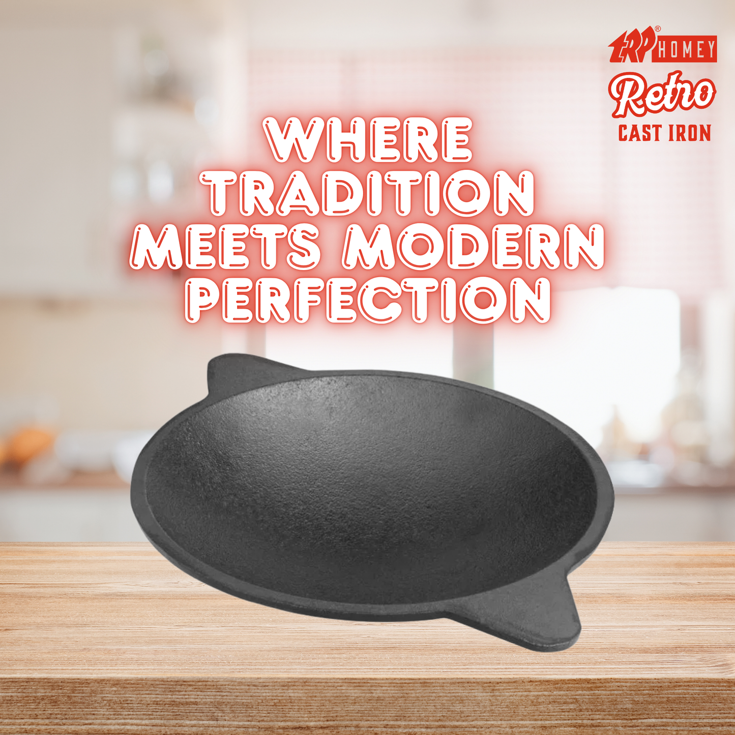 TRP Homey Retro Pre-Seasoned Cast Iron Appam Pan