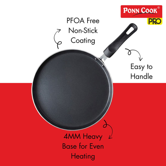 Ponn Cook Pro Aluminium Non-Stick Non-Induction Base Omni Dosa Tawa