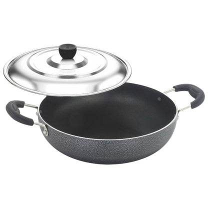 Ponn Cook Eco Aluminium Non-Stick Non-Induction Base Flat Base Kadai