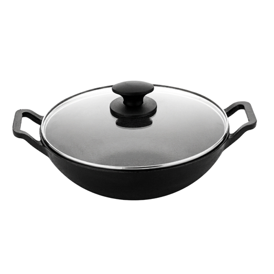 TRP Homey Retro Pre-Seasoned Cast Iron Kadai With Lid