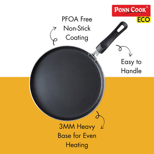 Ponn Cook Eco Aluminium Non-Stick Non-Induction Base Omni Dosa Tawa