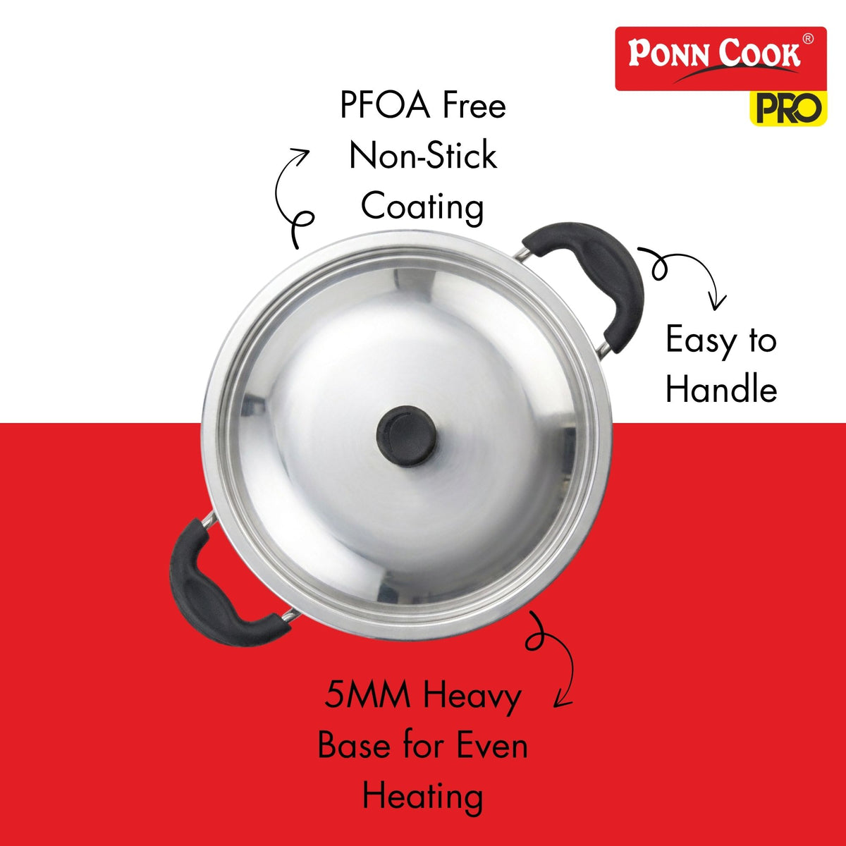 Ponn Cook Pro Aluminium Non-Stick Non-Induction Base Biryani Pot